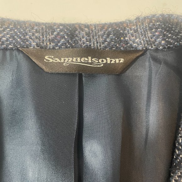 Samuelsohn Grey Striped Wool Silk Blazer Size 44 Formal Office - Picture 6 of 11